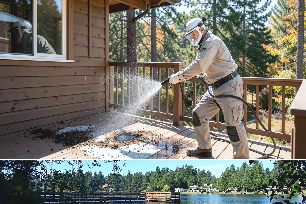 Paver Driveway Cleaning in Federal Way, King County, WA - Dry summer weather is ideal so fresh joint sand can set without being washed out by rain.