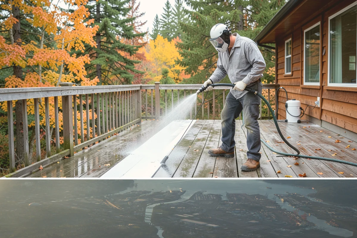 Paver Driveway Cleaning in Fife, Pierce County, WA - Dry summer weather is ideal so fresh joint sand can set without being washed out by rain.