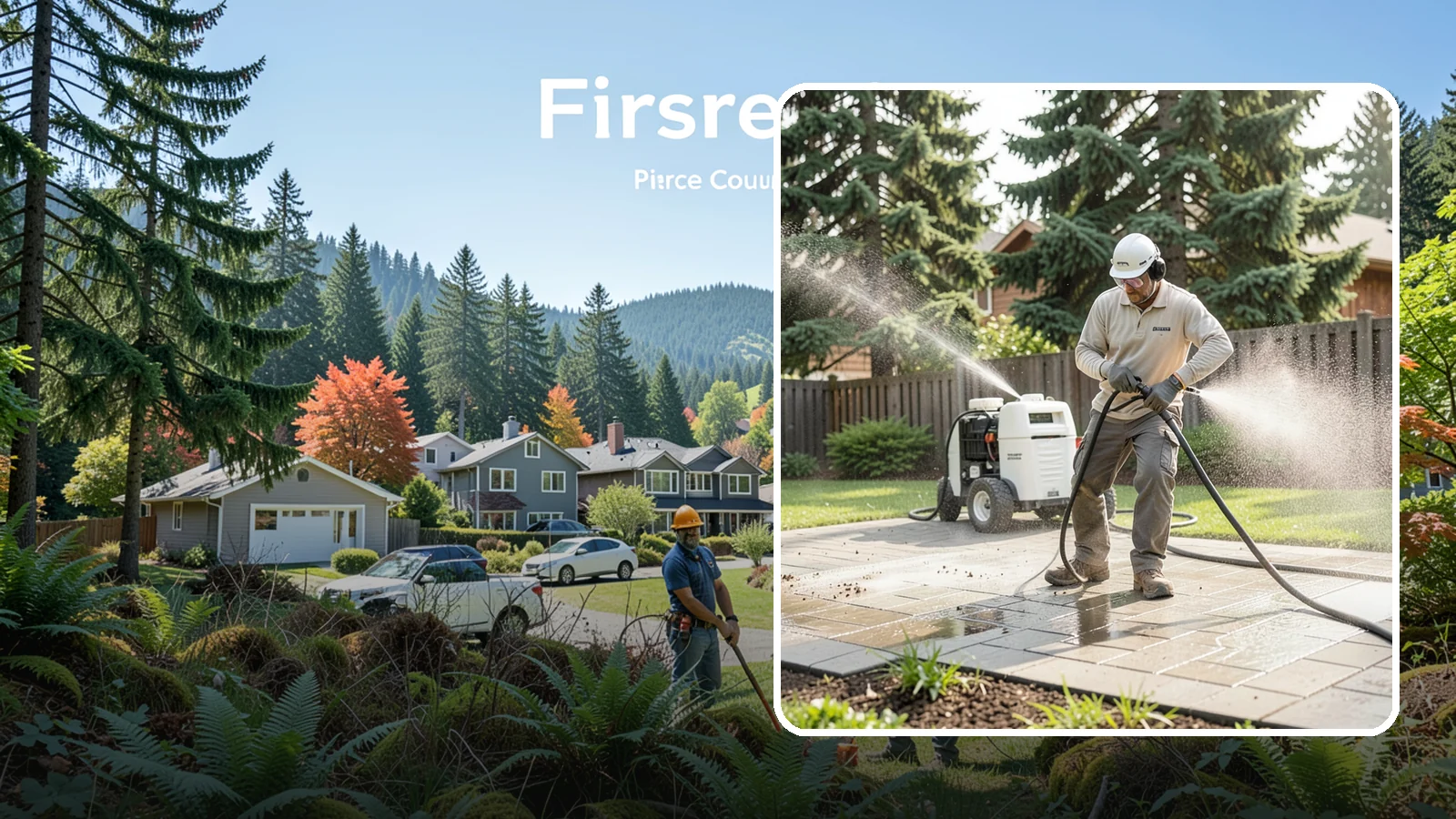 Paver Driveway Cleaning in Fircrest, Pierce County, WA - Detailed paver driveway cleaning that clears weeds, moss, and grime from between and across every unit.