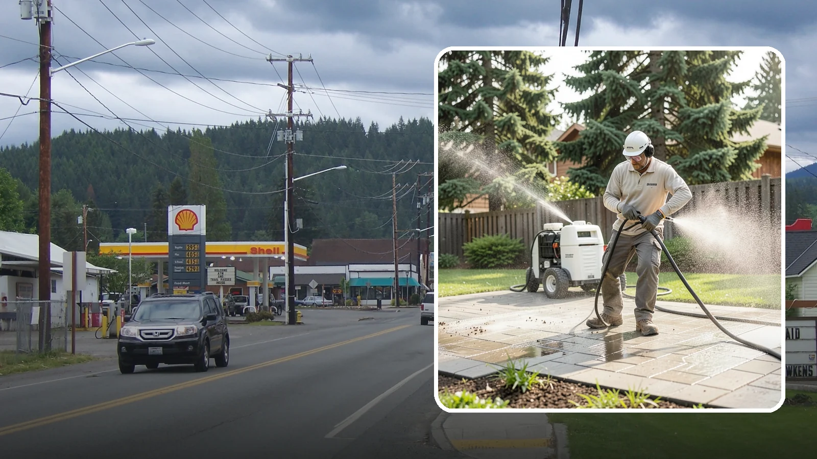 Paver Driveway Cleaning in Granite Falls, Snohomish County, WA - Detailed paver driveway cleaning that clears weeds, moss, and grime from between and across every unit.