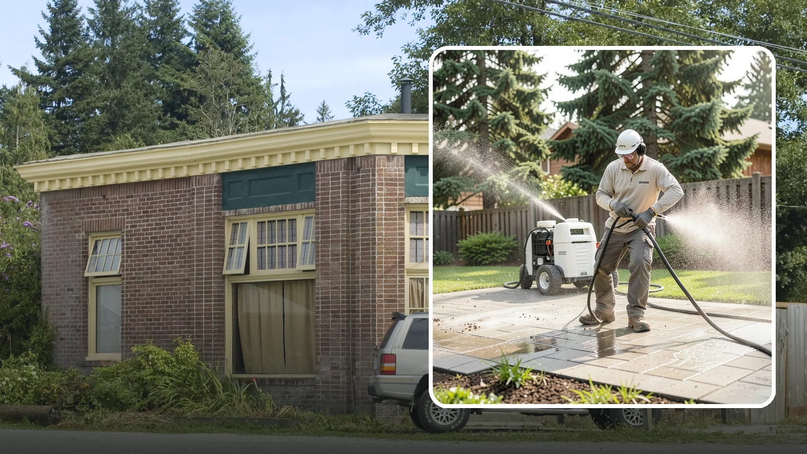 Paver Driveway Cleaning in Hamilton, Skagit County, WA - Detailed paver driveway cleaning that clears weeds, moss, and grime from between and across every unit.