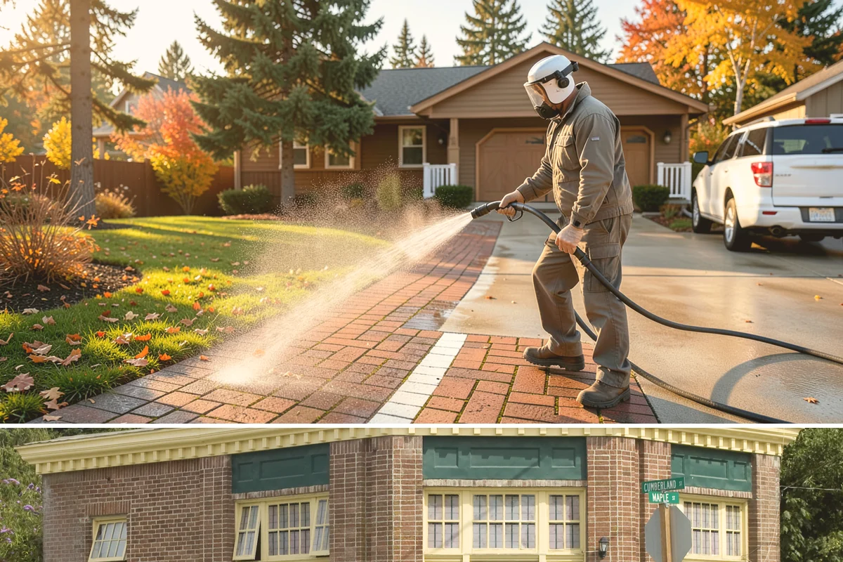 Paver Driveway Cleaning in Hamilton, Skagit County, WA - Dry summer weather is ideal so fresh joint sand can set without being washed out by rain.