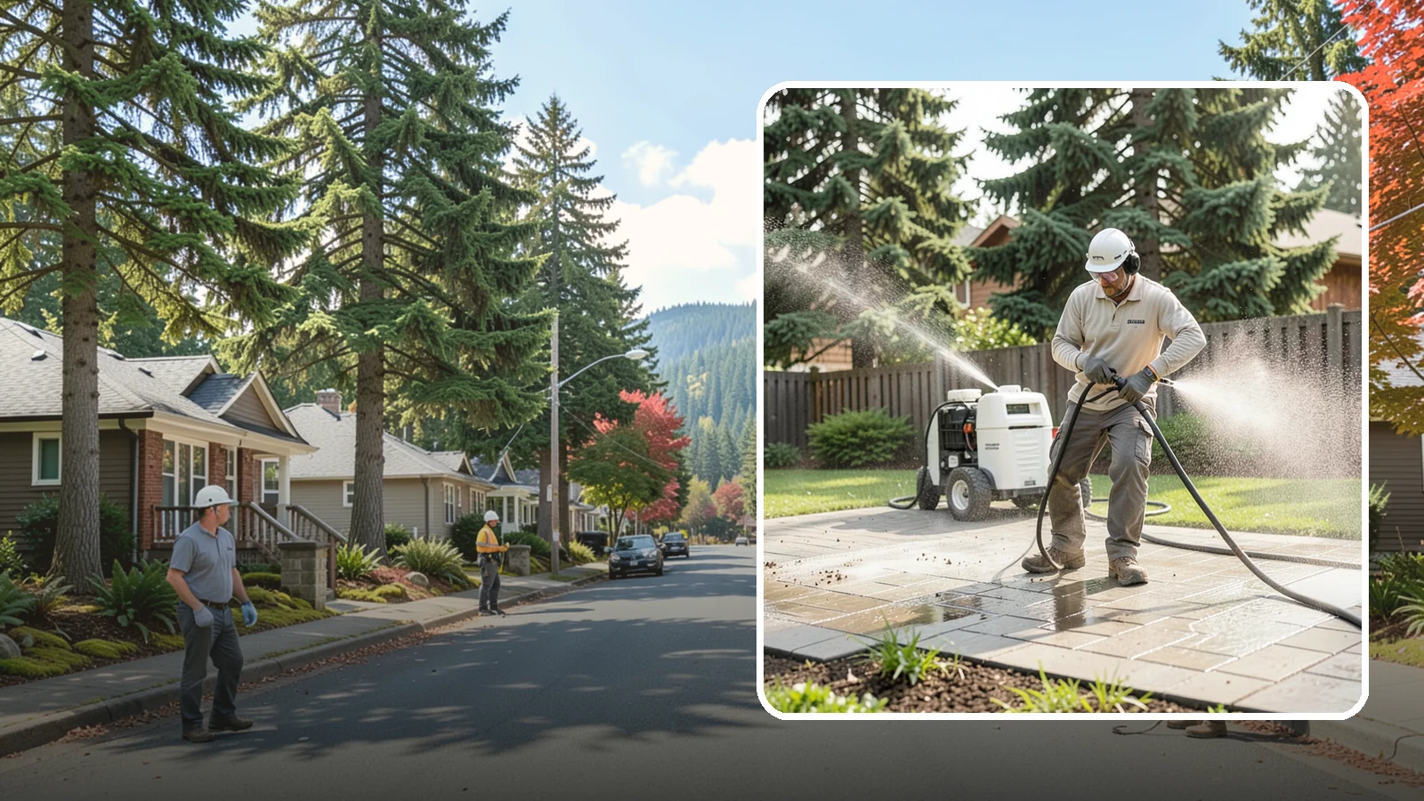Paver Driveway Cleaning in Hunts Point, King County, WA - Detailed paver driveway cleaning that clears weeds, moss, and grime from between and across every unit.