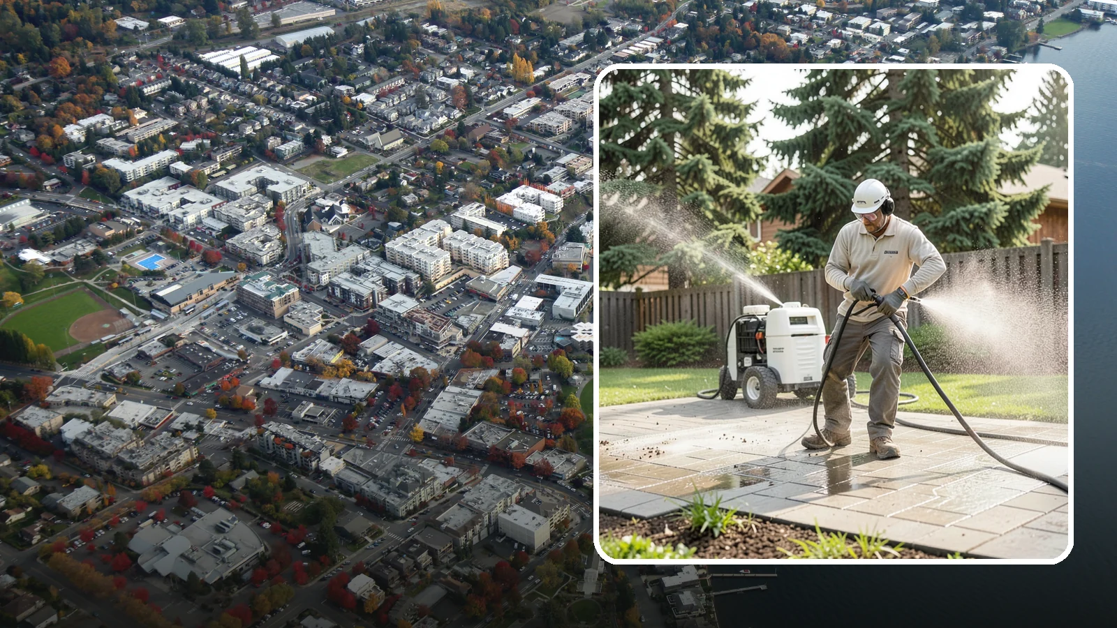 Paver Driveway Cleaning in Kirkland, King County, WA - Detailed paver driveway cleaning that clears weeds, moss, and grime from between and across every unit.
