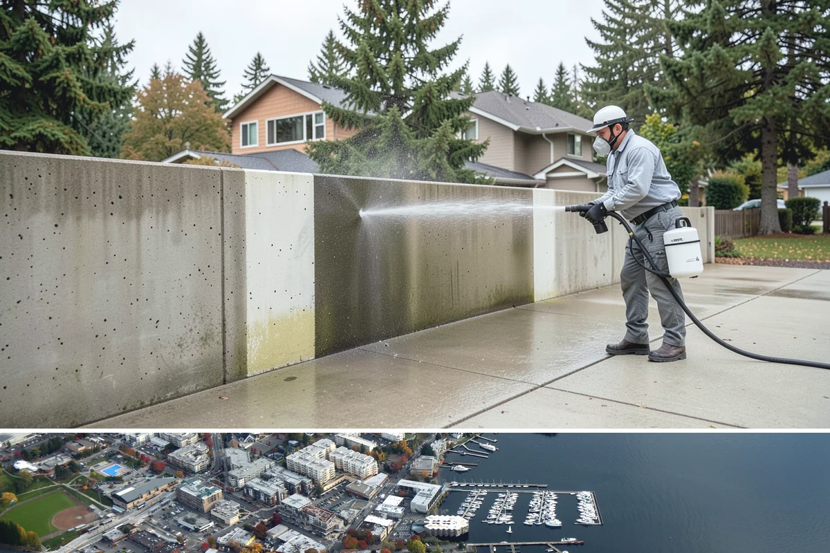 Paver Driveway Cleaning in Kirkland, King County, WA - Dry summer weather is ideal so fresh joint sand can set without being washed out by rain.