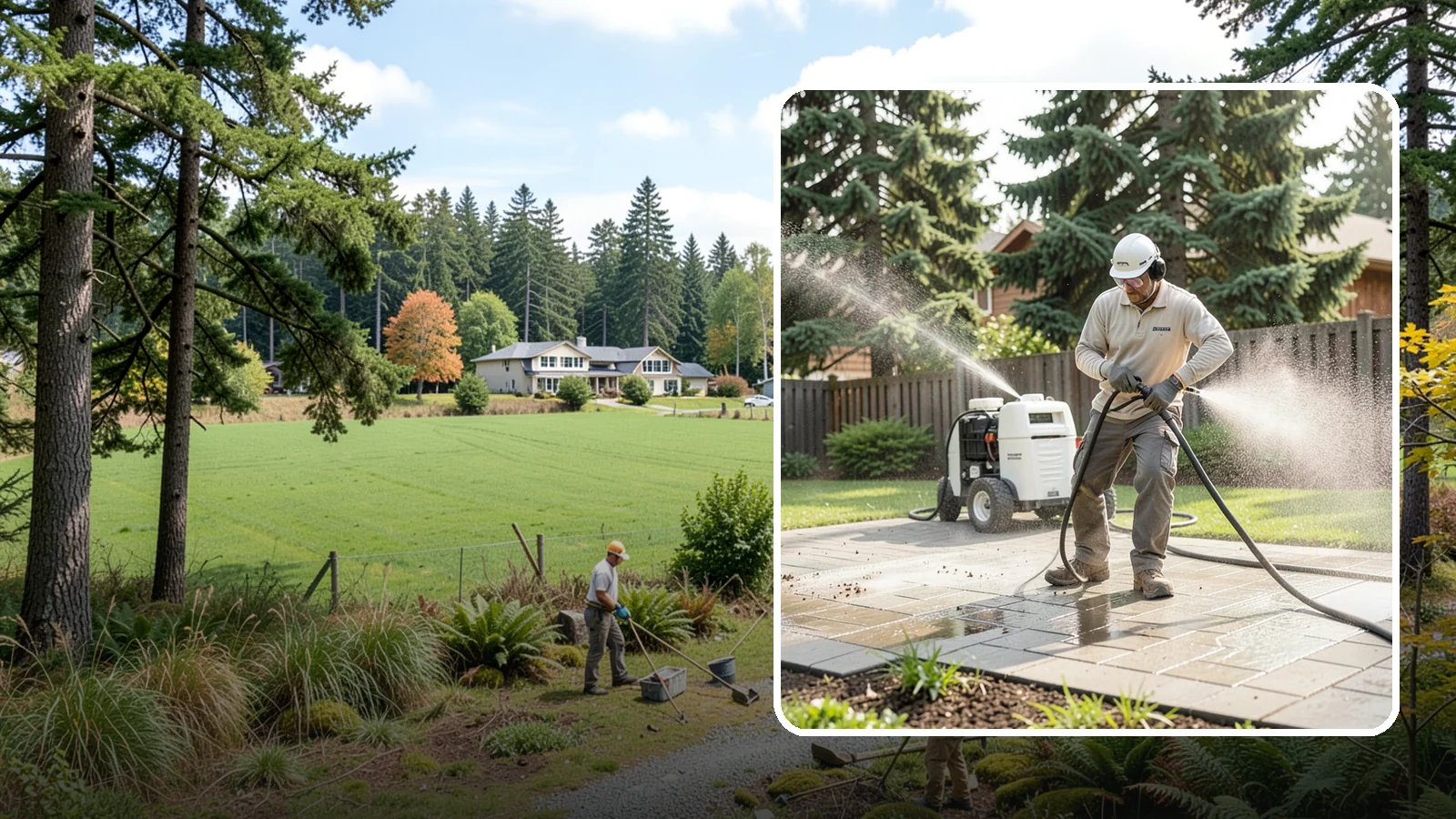 Paver Driveway Cleaning in Lyman, Skagit County, WA - Detailed paver driveway cleaning that clears weeds, moss, and grime from between and across every unit.