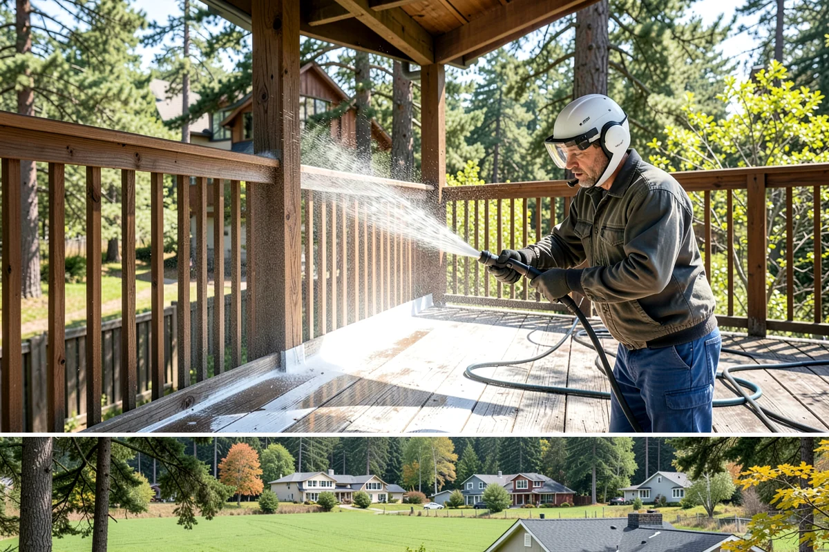 Paver Driveway Cleaning in Lyman, Skagit County, WA - Dry summer weather is ideal so fresh joint sand can set without being washed out by rain.