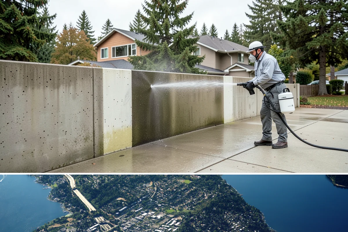 Paver Driveway Cleaning in Mercer Island, King County, WA - Dry summer weather is ideal so fresh joint sand can set without being washed out by rain.