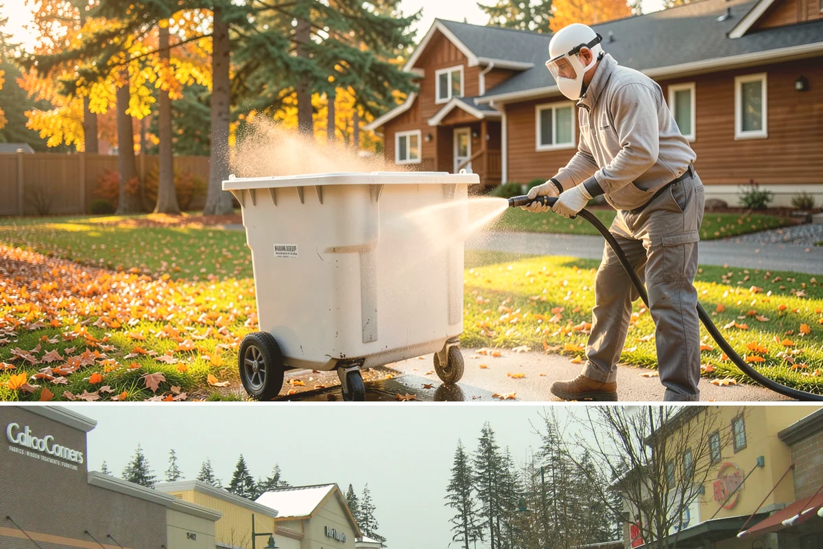 Paver Driveway Cleaning in Mill Creek, Snohomish County, WA - Dry summer weather is ideal so fresh joint sand can set without being washed out by rain.