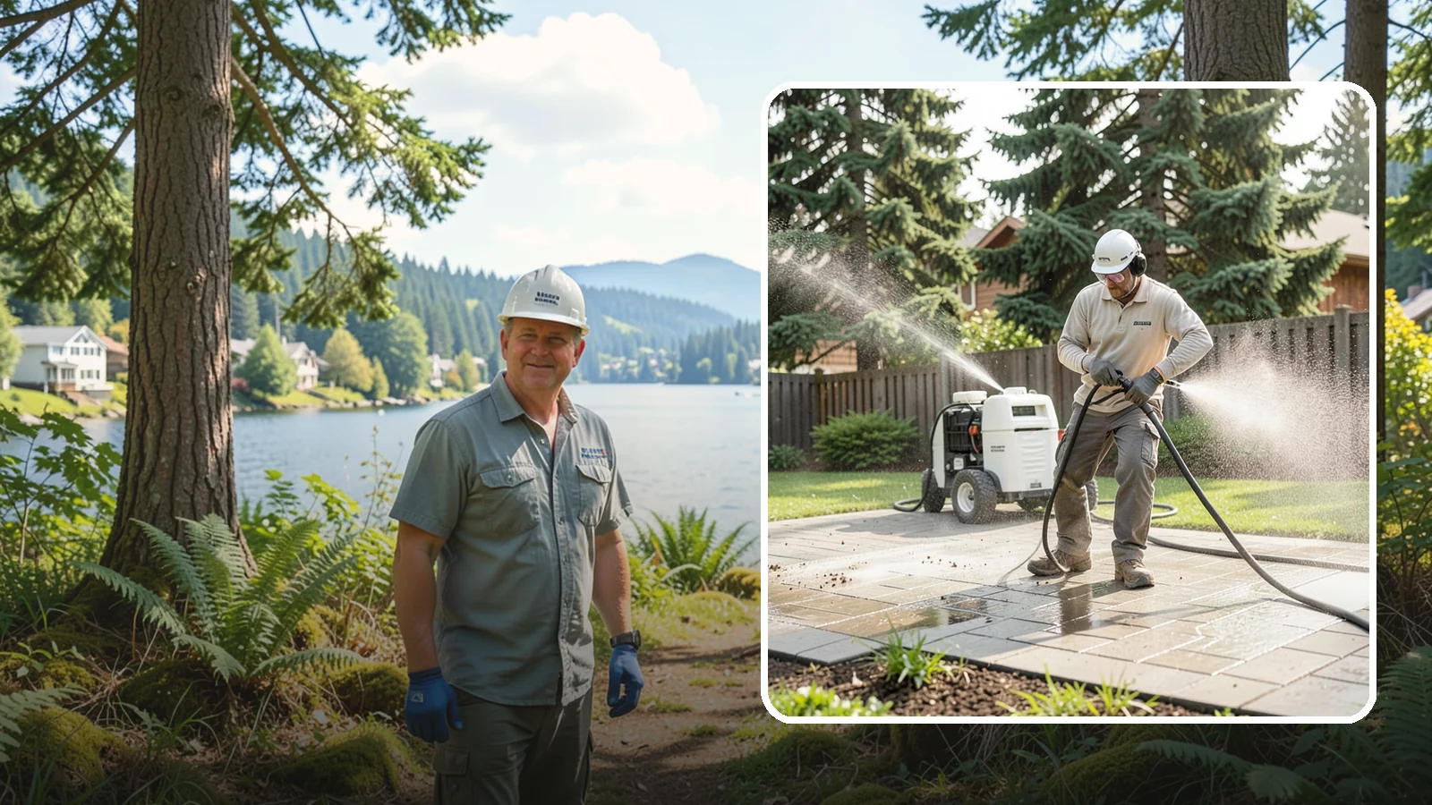 Paver Driveway Cleaning in Milton, King County, WA - Detailed paver driveway cleaning that clears weeds, moss, and grime from between and across every unit.