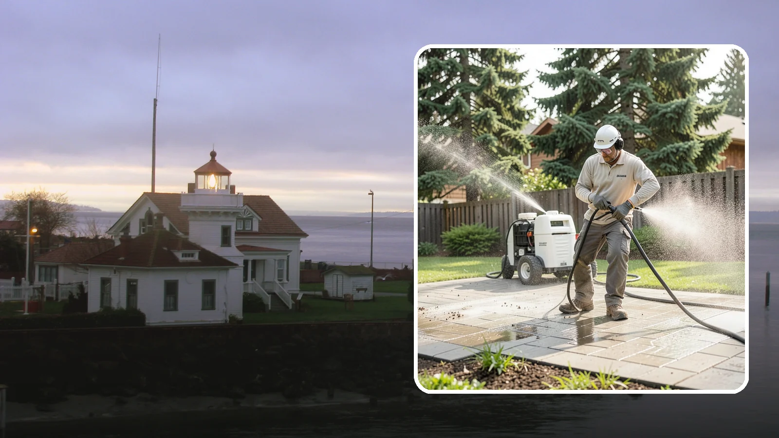 Paver Driveway Cleaning in Mukilteo, Snohomish County, WA - Detailed paver driveway cleaning that clears weeds, moss, and grime from between and across every unit.