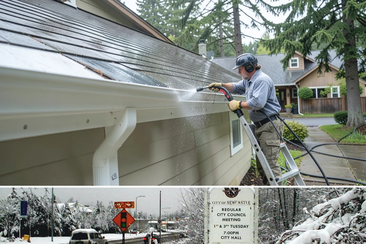 Paver Driveway Cleaning in Newcastle, King County, WA - Dry summer weather is ideal so fresh joint sand can set without being washed out by rain.