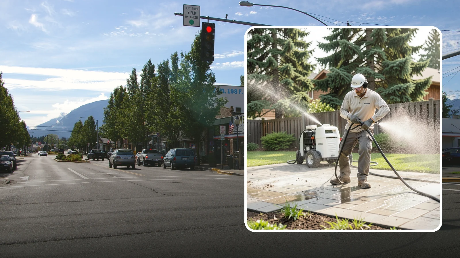 Paver Driveway Cleaning in North Bend, King County, WA - Detailed paver driveway cleaning that clears weeds, moss, and grime from between and across every unit.