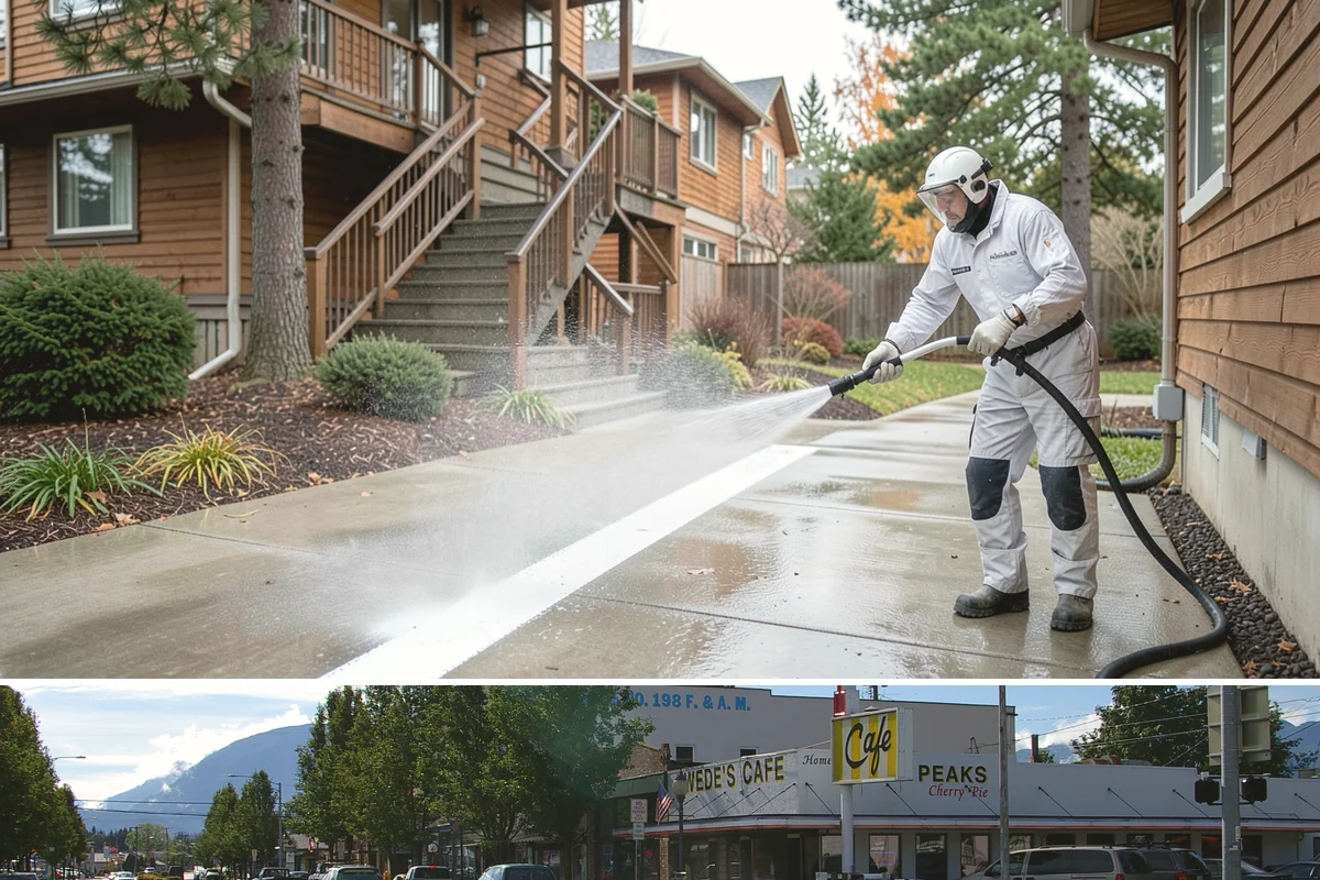 Paver Driveway Cleaning in North Bend, King County, WA - Dry summer weather is ideal so fresh joint sand can set without being washed out by rain.
