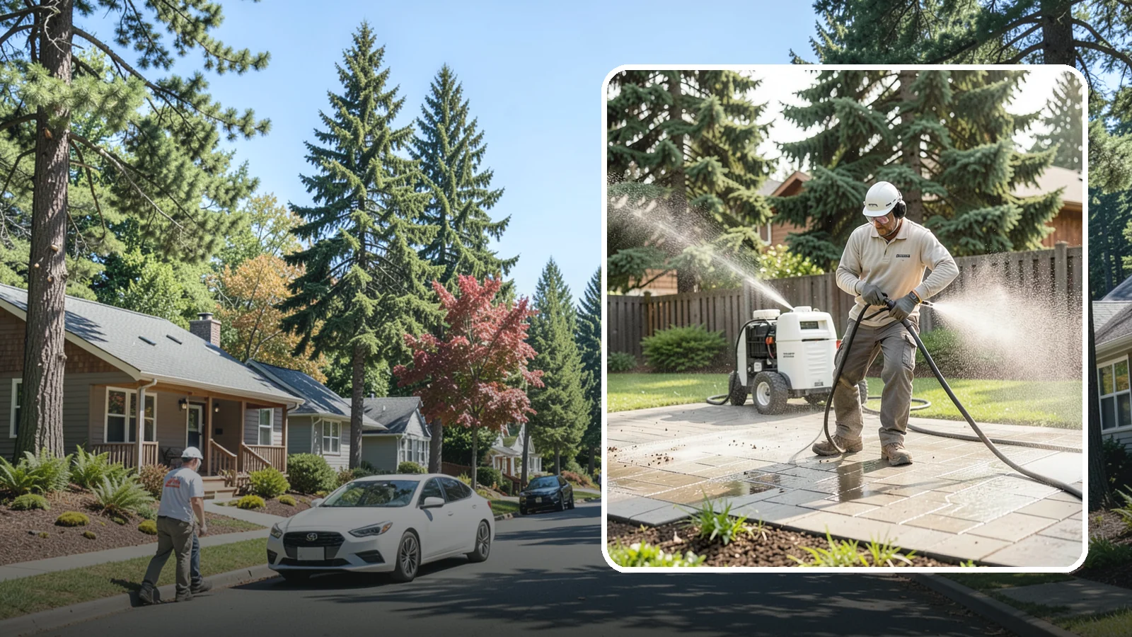 Paver Driveway Cleaning in Orting, Pierce County, WA - Detailed paver driveway cleaning that clears weeds, moss, and grime from between and across every unit.