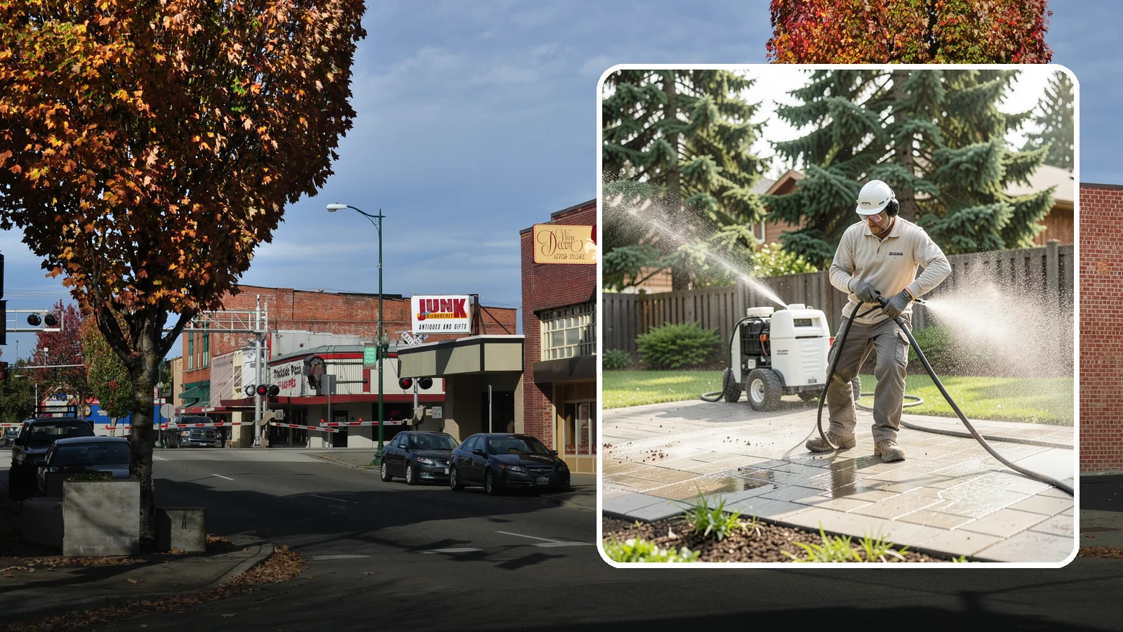Paver Driveway Cleaning in Puyallup, Pierce County, WA - Detailed paver driveway cleaning that clears weeds, moss, and grime from between and across every unit.