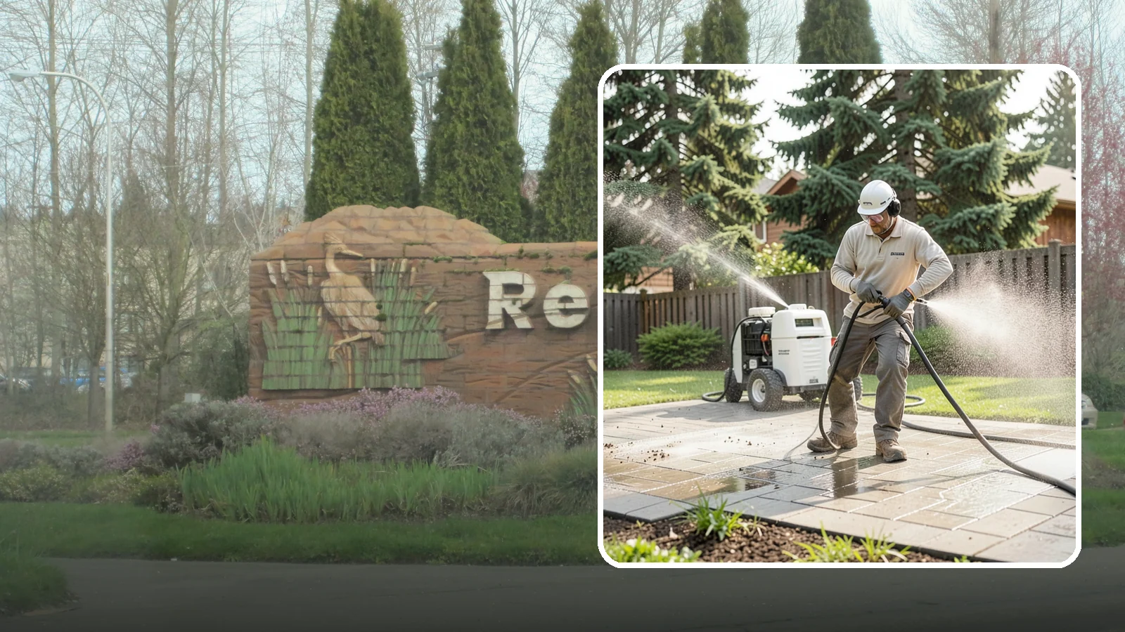 Paver Driveway Cleaning in Renton, King County, WA - Detailed paver driveway cleaning that clears weeds, moss, and grime from between and across every unit.