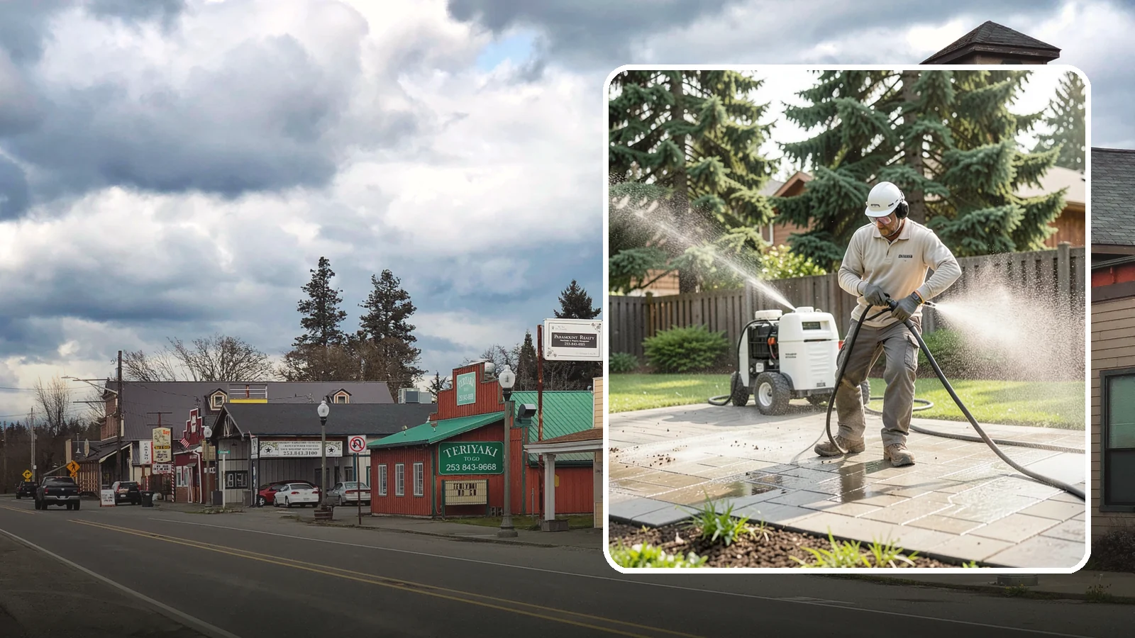 Paver Driveway Cleaning in Roy, Pierce County, WA - Detailed paver driveway cleaning that clears weeds, moss, and grime from between and across every unit.