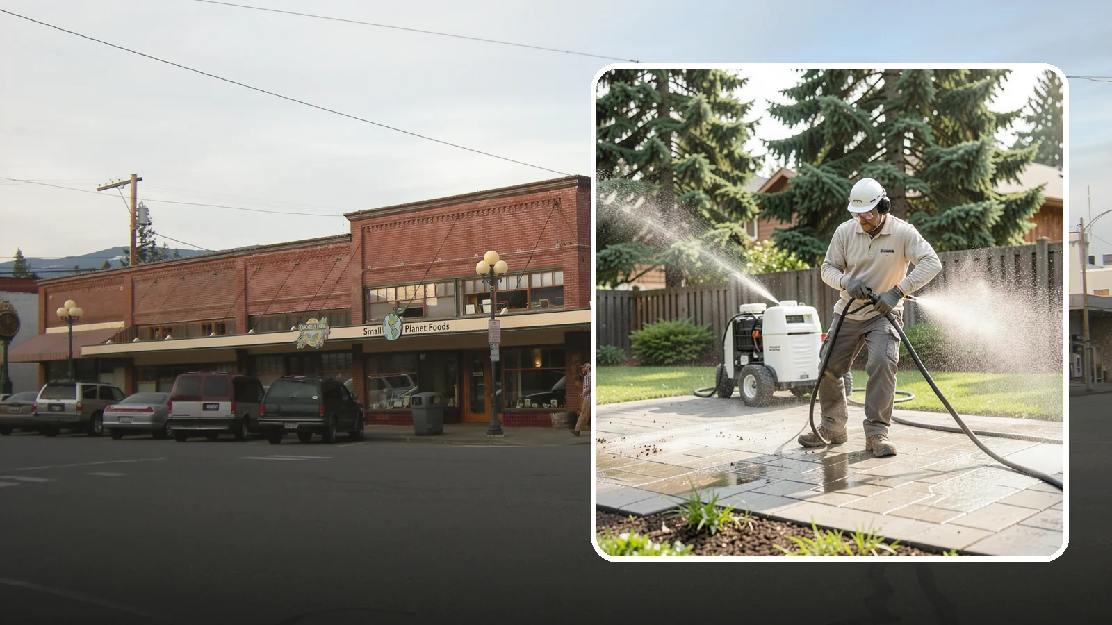 Paver Driveway Cleaning in Sedro-Woolley, Skagit County, WA - Detailed paver driveway cleaning that clears weeds, moss, and grime from between and across every unit.