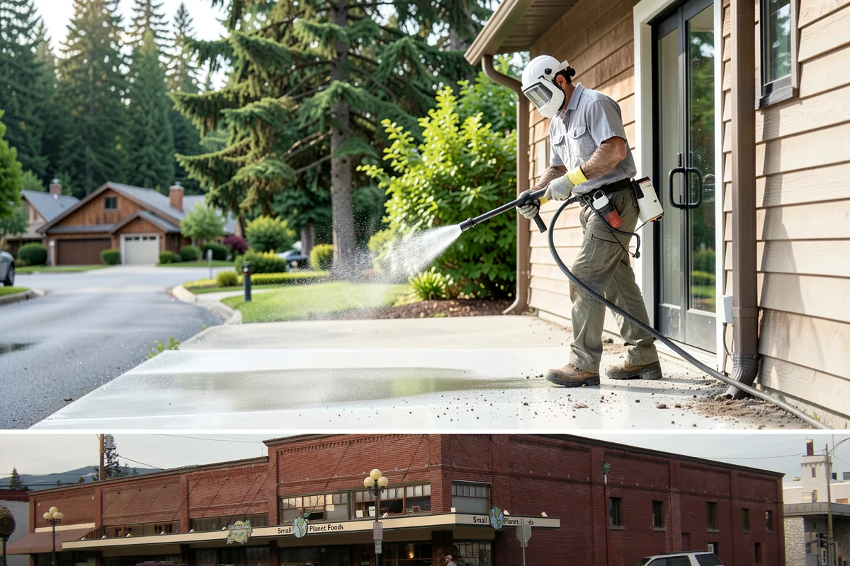 Paver Driveway Cleaning in Sedro-Woolley, Skagit County, WA - Dry summer weather is ideal so fresh joint sand can set without being washed out by rain.