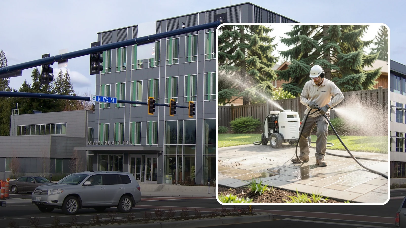 Paver Driveway Cleaning in Shoreline, King County, WA - Detailed paver driveway cleaning that clears weeds, moss, and grime from between and across every unit.