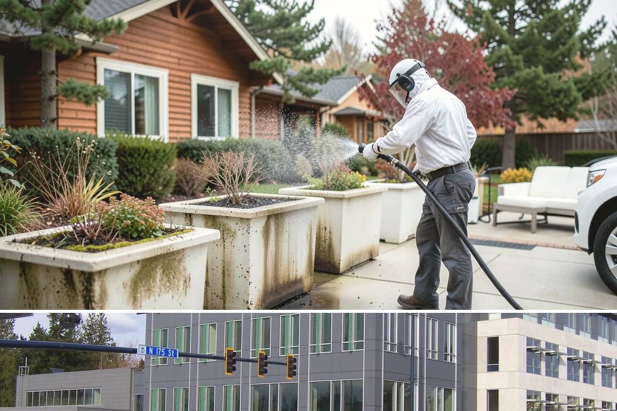 Paver Driveway Cleaning in Shoreline, King County, WA - Dry summer weather is ideal so fresh joint sand can set without being washed out by rain.