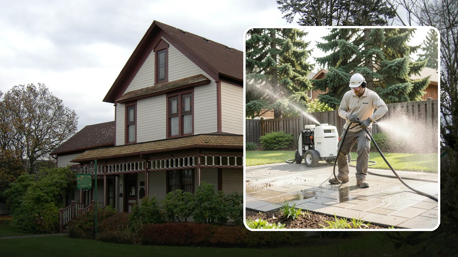 Paver Driveway Cleaning in Sumner, Pierce County, WA - Detailed paver driveway cleaning that clears weeds, moss, and grime from between and across every unit.