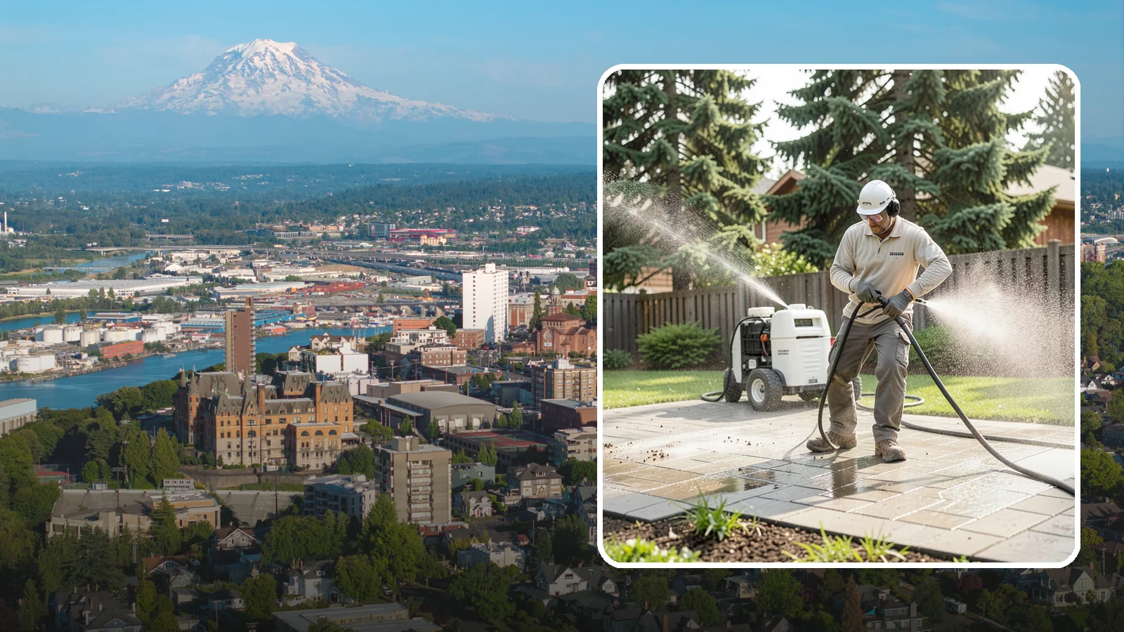 Paver Driveway Cleaning in Tacoma, Pierce County, WA - Detailed paver driveway cleaning that clears weeds, moss, and grime from between and across every unit.