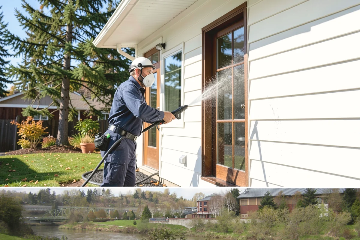 Paver Driveway Cleaning in Tukwila, King County, WA - Dry summer weather is ideal so fresh joint sand can set without being washed out by rain.