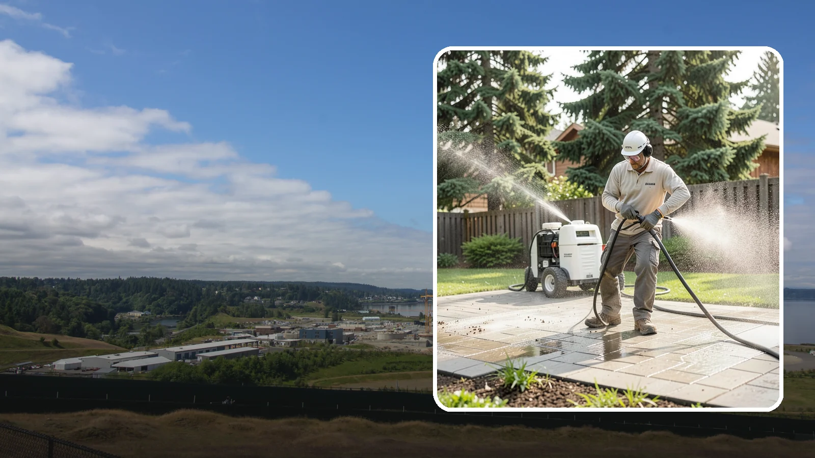 Paver Driveway Cleaning in University Place, Pierce County, WA - Detailed paver driveway cleaning that clears weeds, moss, and grime from between and across every unit.