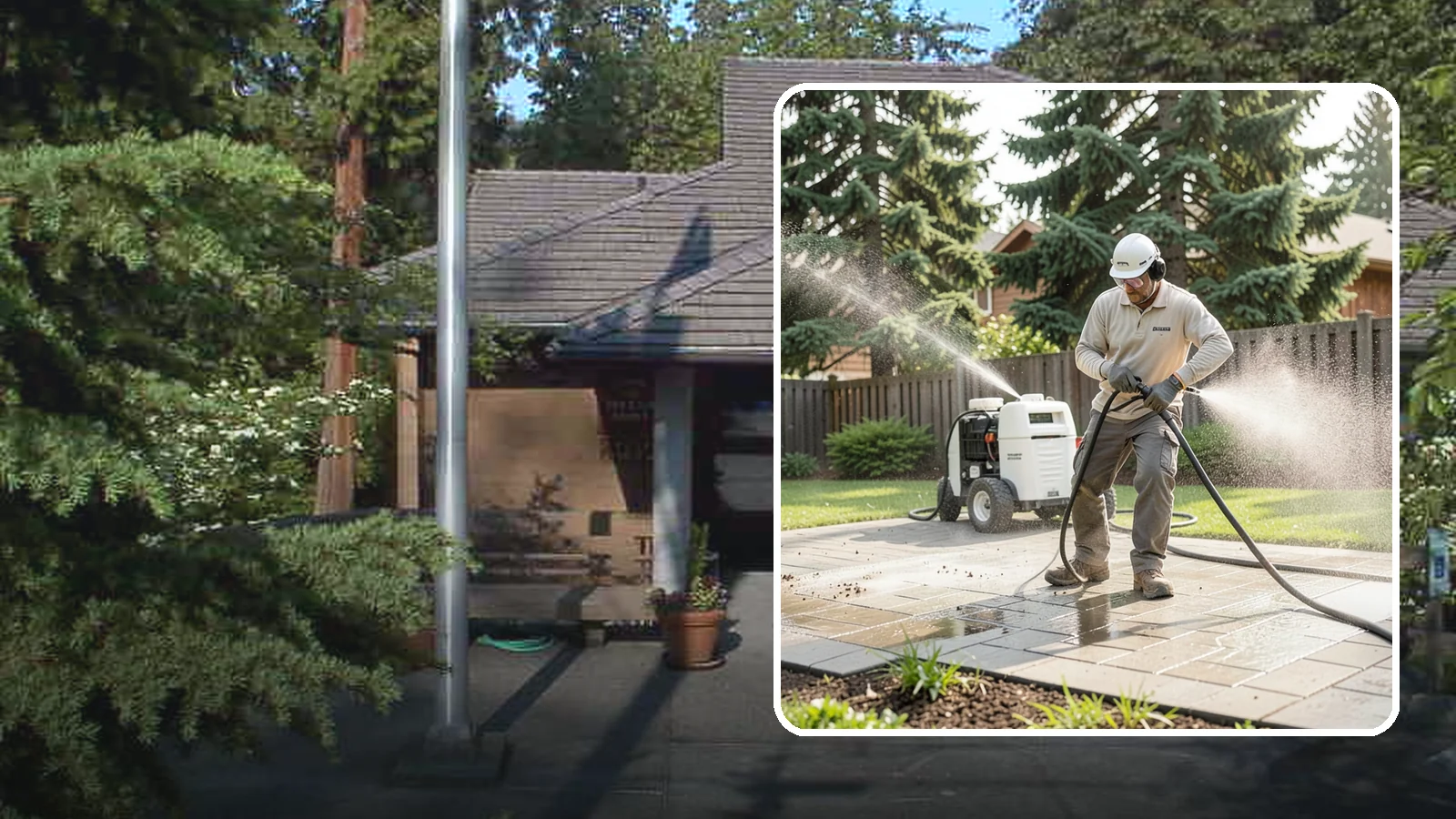 Paver Driveway Cleaning in Yarrow Point, King County, WA - Detailed paver driveway cleaning that clears weeds, moss, and grime from between and across every unit.