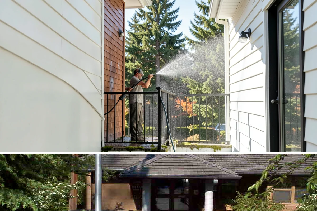Paver Driveway Cleaning in Yarrow Point, King County, WA - Dry summer weather is ideal so fresh joint sand can set without being washed out by rain.