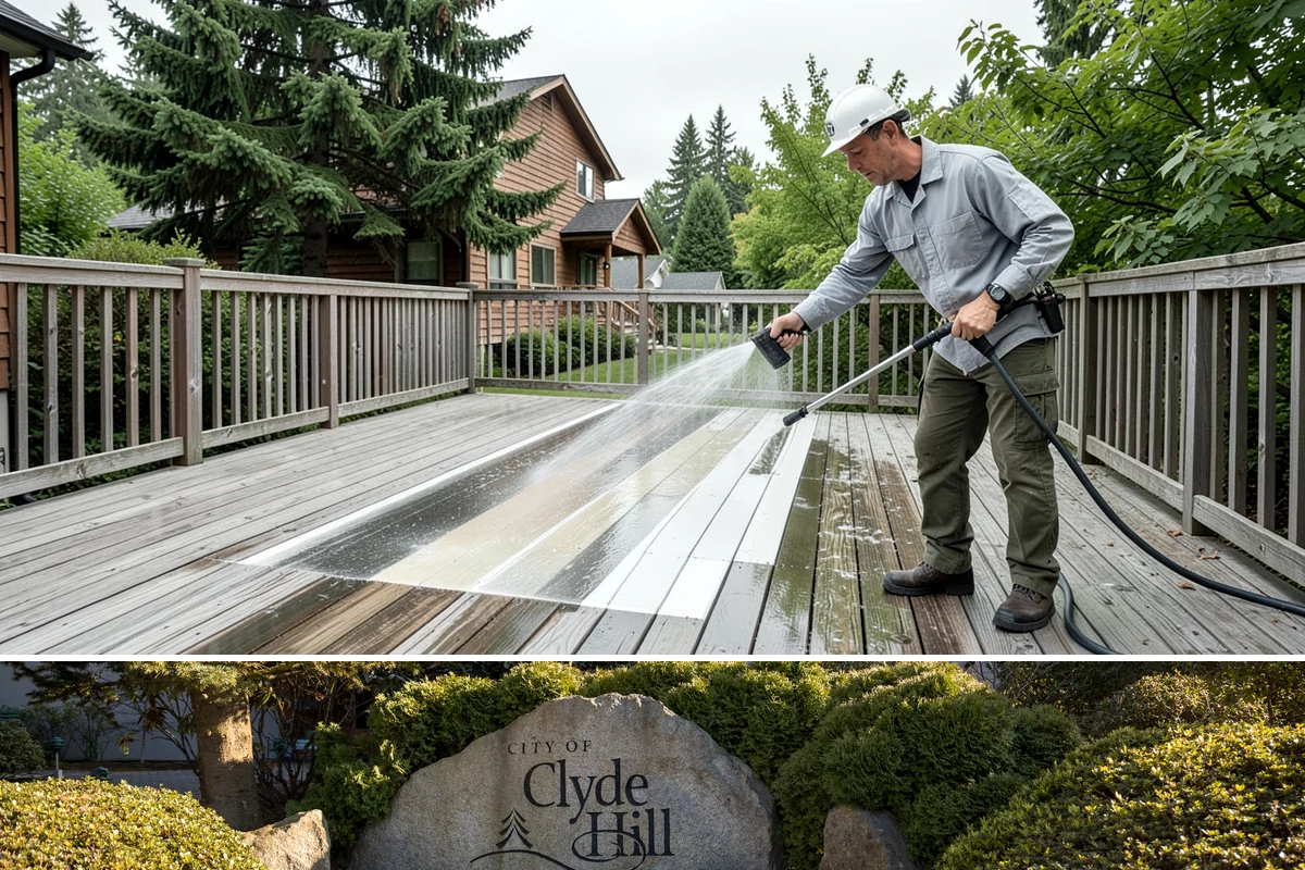 Paver Patio Cleaning in Clyde Hill, King County, WA - Paver patios are best cleaned in late summer so new joint sand cures before the rains.
