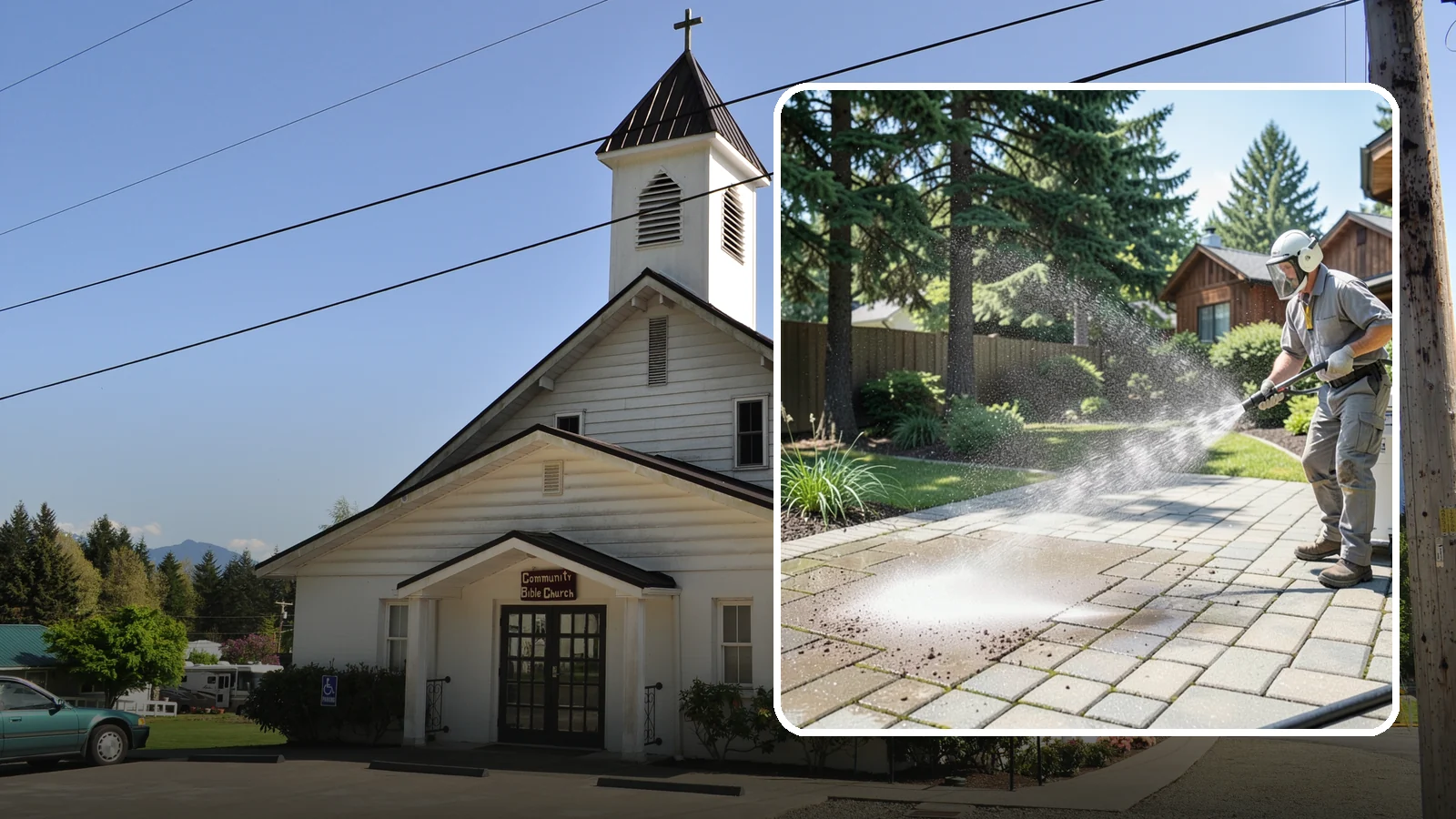 Paver Patio Cleaning in Concrete, Skagit County, WA - Renew paver patios by clearing joint moss and restoring even color across the field.
