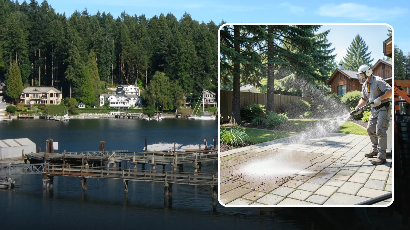 Paver Patio Cleaning in Gig Harbor, Pierce County, WA - Renew paver patios by clearing joint moss and restoring even color across the field.