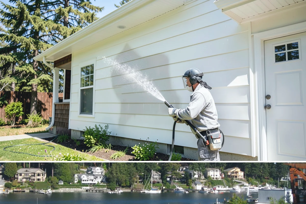 Paver Patio Cleaning in Gig Harbor, Pierce County, WA - Paver patios are best cleaned in late summer so new joint sand cures before the rains.