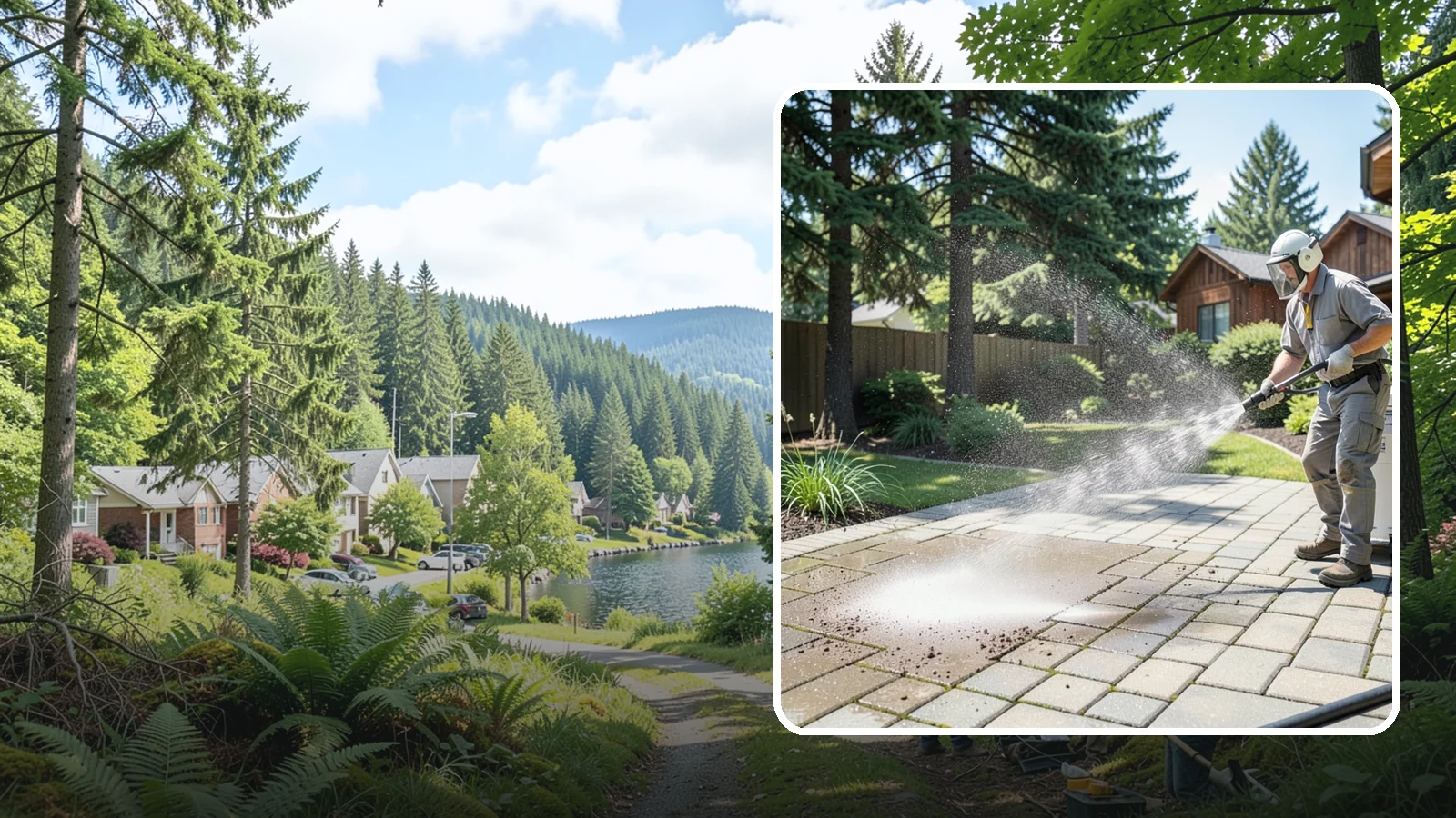 Paver Patio Cleaning in Lake Forest Park, King County, WA - Renew paver patios by clearing joint moss and restoring even color across the field.