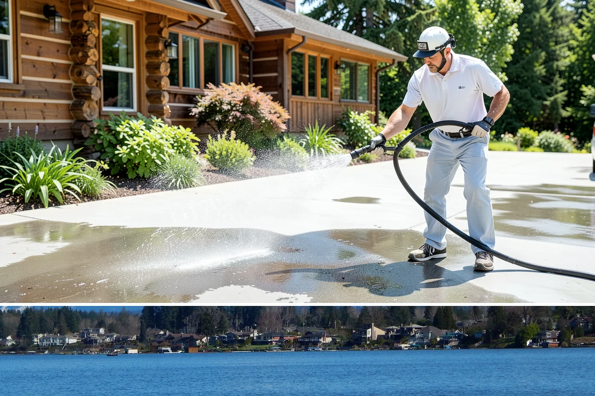 Paver Patio Cleaning in Lake Stevens, Snohomish County, WA - Paver patios are best cleaned in late summer so new joint sand cures before the rains.
