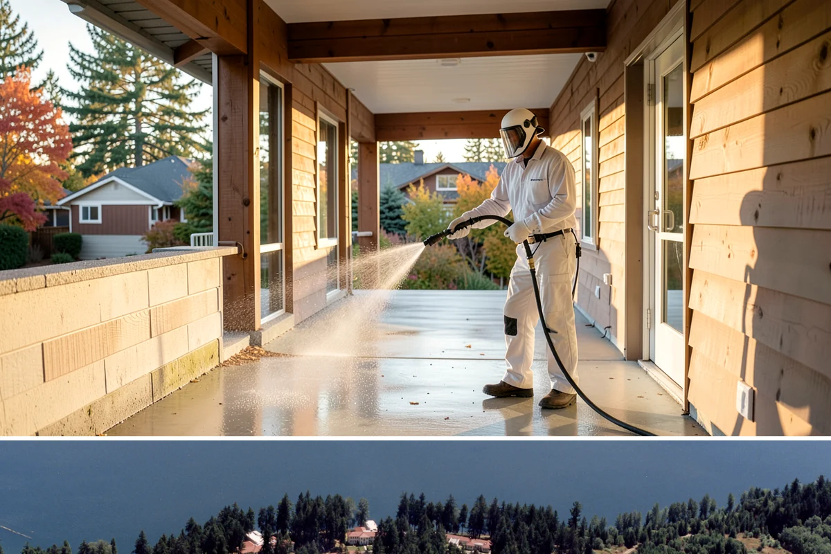 Paver Patio Cleaning in Lakewood, Pierce County, WA - Paver patios are best cleaned in late summer so new joint sand cures before the rains.