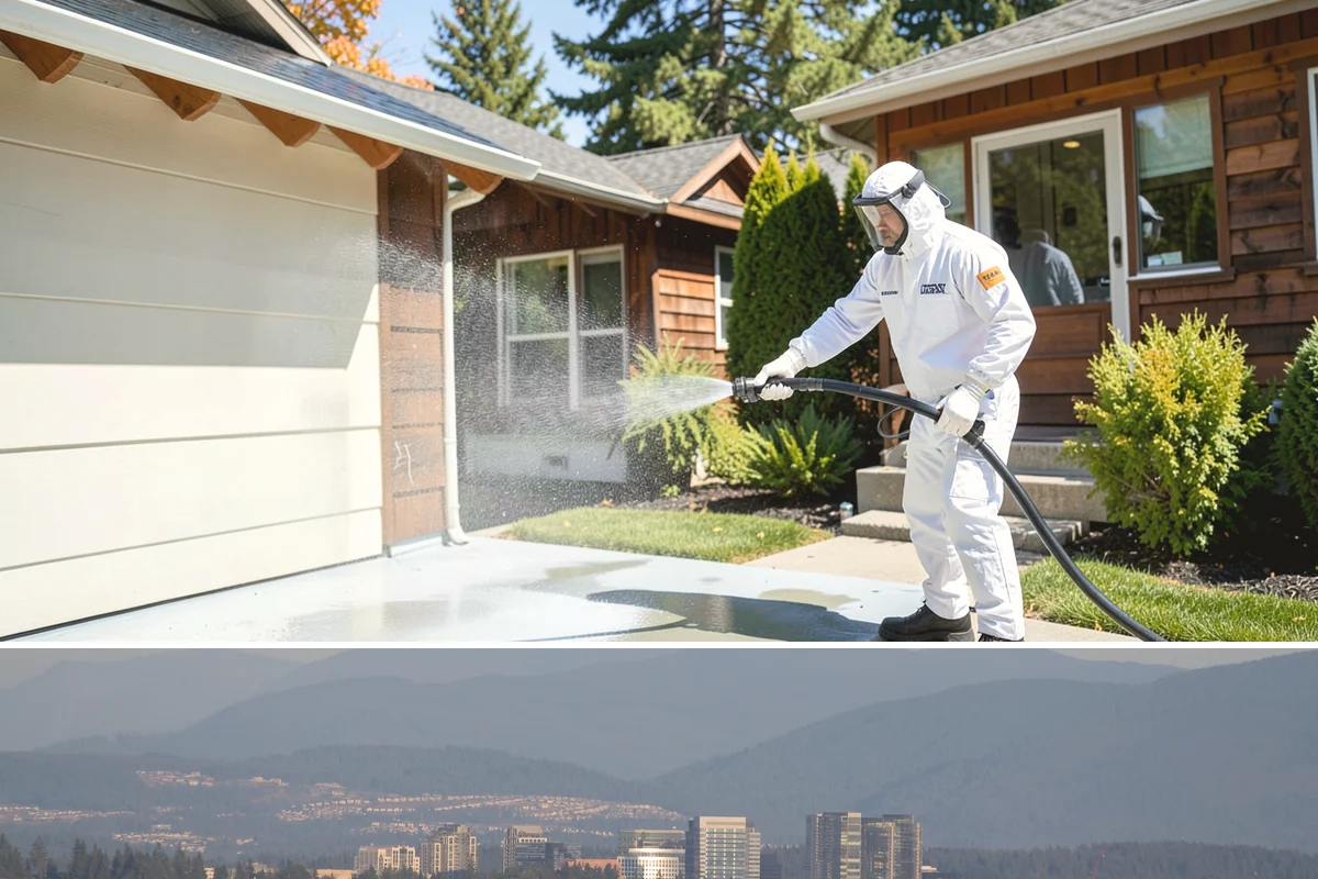 Paver Patio Cleaning in Medina, King County, WA - Paver patios are best cleaned in late summer so new joint sand cures before the rains.