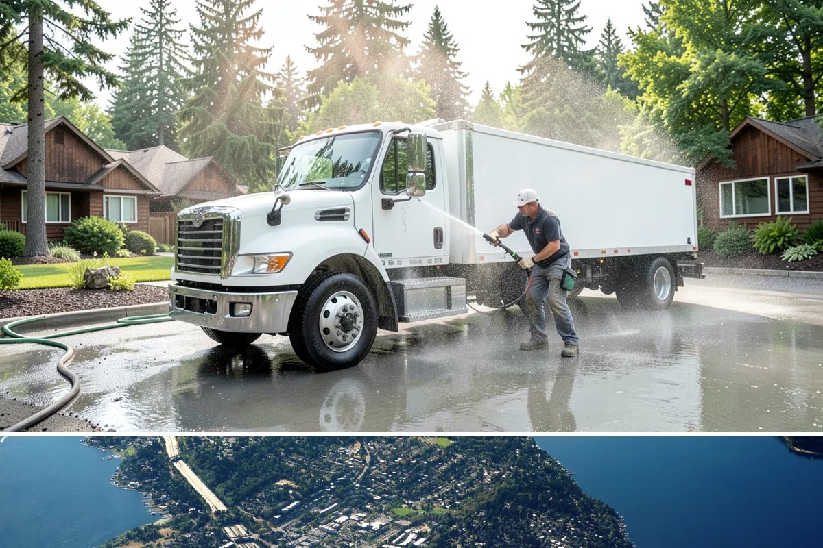 Paver Patio Cleaning in Mercer Island, King County, WA - Paver patios are best cleaned in late summer so new joint sand cures before the rains.