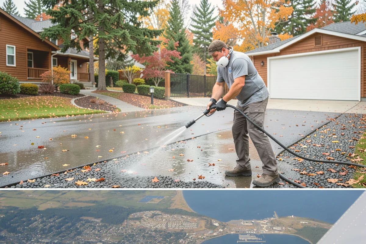 Paver Patio Cleaning in Oak Harbor, Island County, WA - Paver patios are best cleaned in late summer so new joint sand cures before the rains.