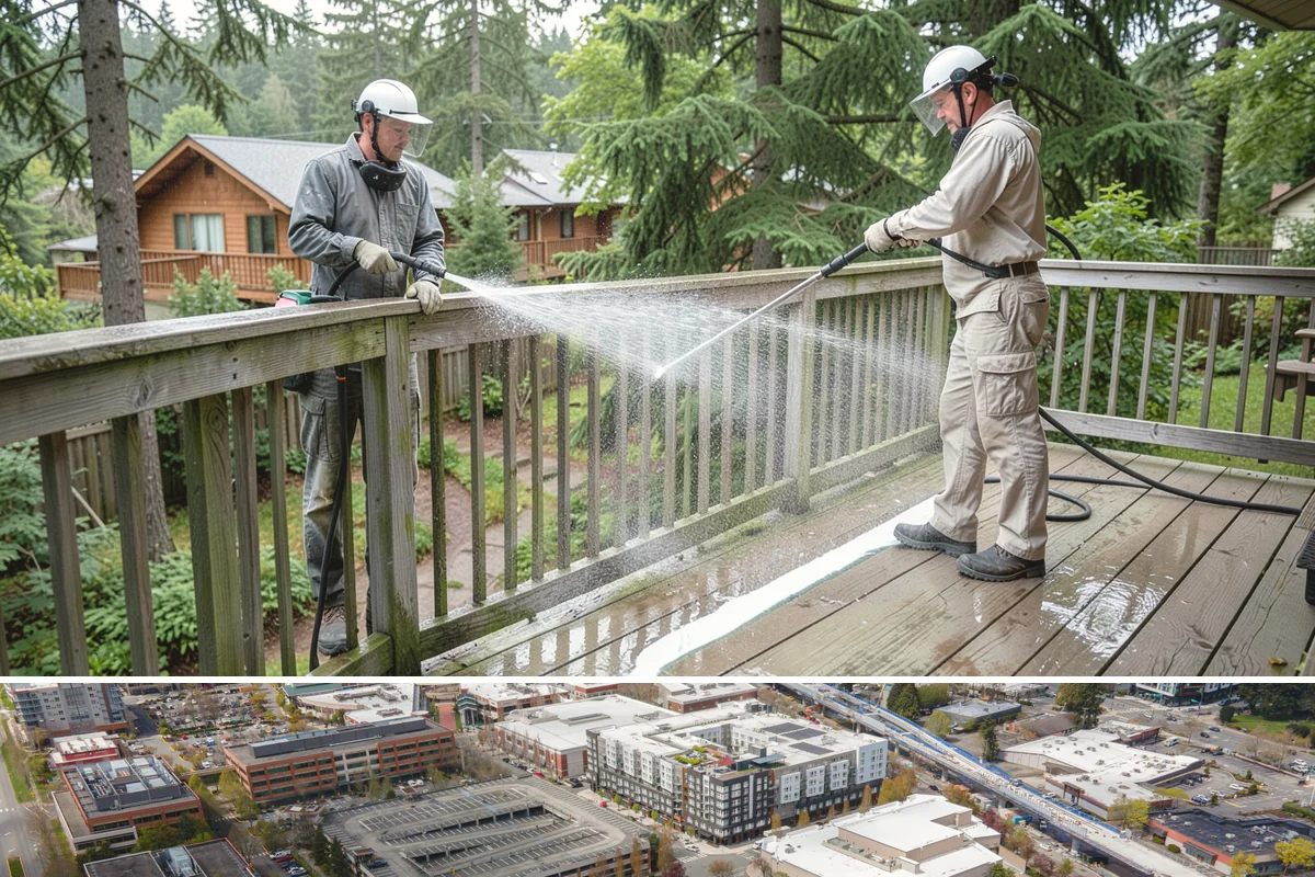 Paver Patio Cleaning in Redmond, King County, WA - Paver patios are best cleaned in late summer so new joint sand cures before the rains.