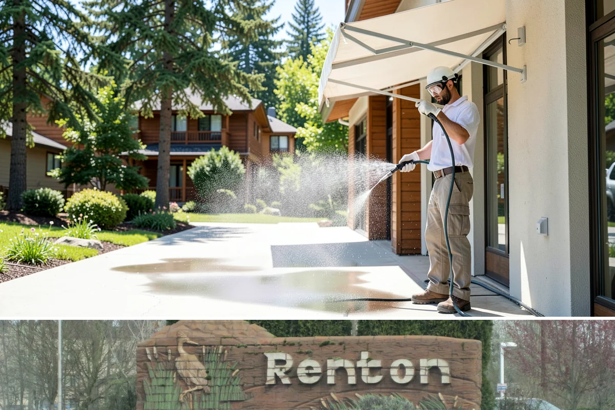 Paver Patio Cleaning in Renton, King County, WA - Paver patios are best cleaned in late summer so new joint sand cures before the rains.