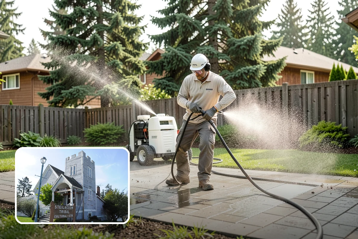Paver Patio Cleaning in Steilacoom, Pierce County, WA - Removes moss and weeds from every joint