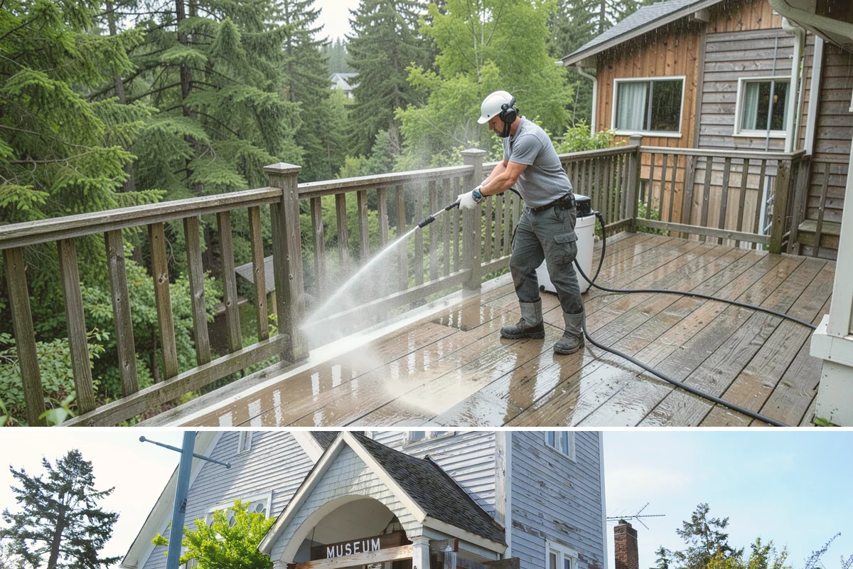 Paver Patio Cleaning in Steilacoom, Pierce County, WA - Paver patios are best cleaned in late summer so new joint sand cures before the rains.