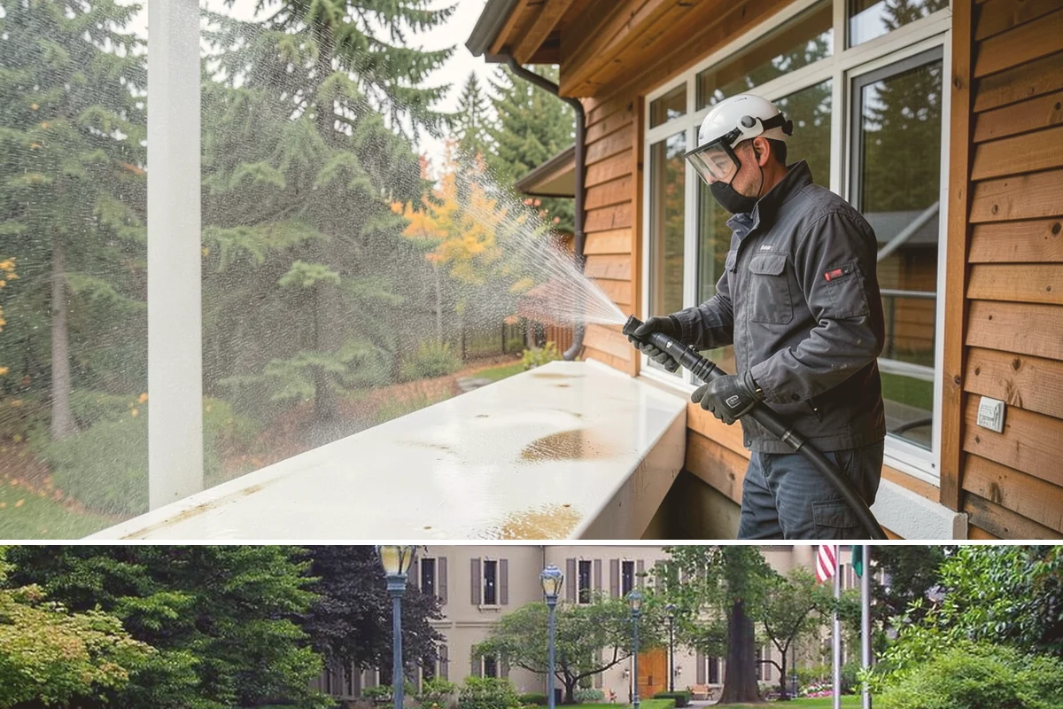 Paver Patio Cleaning in Woodinville, King County, WA - Paver patios are best cleaned in late summer so new joint sand cures before the rains.