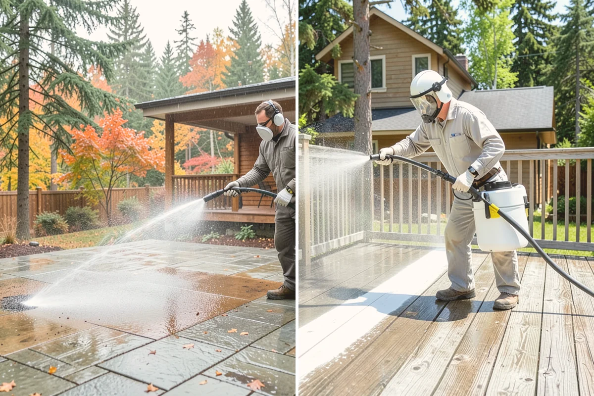Paver Sealing in Algona, King County, WA - Pressure clean the pavers and clear old sand and growth from the joints