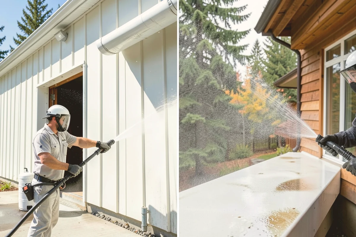 Paver Sealing in Bellevue, King County, WA - Pressure clean the pavers and clear old sand and growth from the joints
