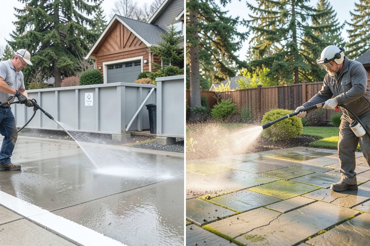 Paver Sealing in Bonney Lake, Pierce County, WA - Pressure clean the pavers and clear old sand and growth from the joints